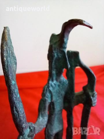 Стара Бронзова Пластика Нурагически Стрелец Статуетка, снимка 2 - Антикварни и старинни предмети - 51843090