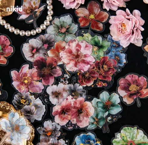 20 цветя роза божур самозалепващи лепенки стикери декор ръчна изработка украса, снимка 4 - Други - 48822888