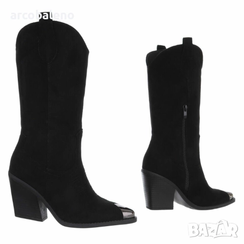 Дамски велурени уестърн и байкърски ботуши, 2цвята , снимка 10 - Дамски ботуши - 51940435