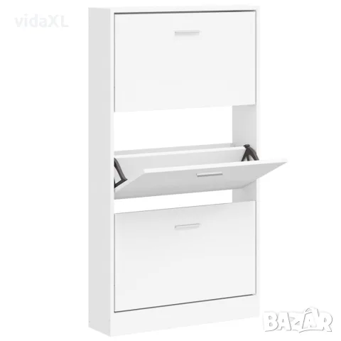 vidaXL Шкаф за обувки, бял, 59x17x108 см, инженерно дърво, снимка 3 - Шкафове - 56147118