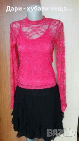 Розова блуза от дантела с подплата🍀❤S,M❤🍀арт.4224, снимка 2 - Блузи с дълъг ръкав и пуловери - 36773521