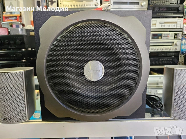 Бас каса Trust 19019-02 с две колони Elite. В отлично техническо и визуално състояние., снимка 3 - Тонколони - 51793015