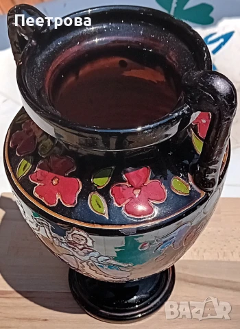 Старинна, ръчно рисувана ваза., снимка 5 - Антикварни и старинни предмети - 50926215