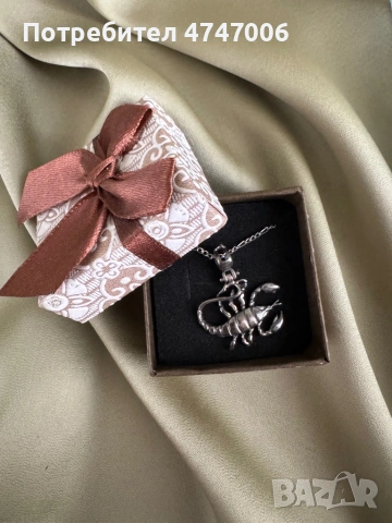 Колиета с висулки скорпион и диамантена дъждовна капка, снимка 2 - Колиета, медальони, синджири - 53878366