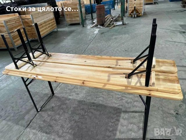 Сгъваем комплект градинска маса с 2 пейки - От чамово дърво, снимка 3 - Градински мебели, декорация  - 54145397