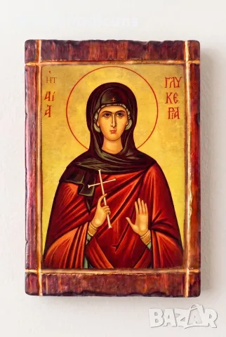 Дървена икона Света Мъченица Гликерия – Ръчна изработка, снимка 9 - Икони - 56127132