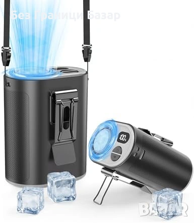 Нов Портативен вентилатор за кръста с ледено охлаждане 5000mAh батерия за лято