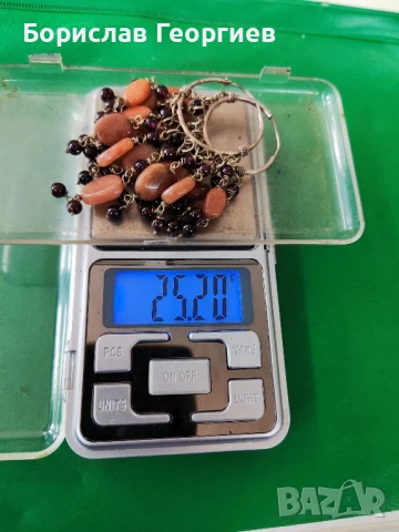 Сребърни обеци с гранати и ахат, снимка 8 - Обеци - 50485497