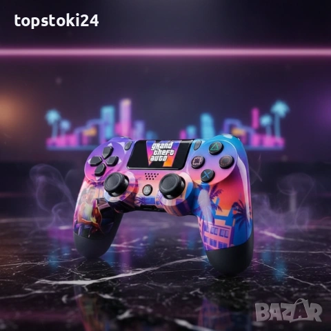 Безжичен джойстик за PS4 с тъчпад, вибрация и LED осветление – FC25 / GTA дизайн, снимка 6 - Аксесоари - 53140848