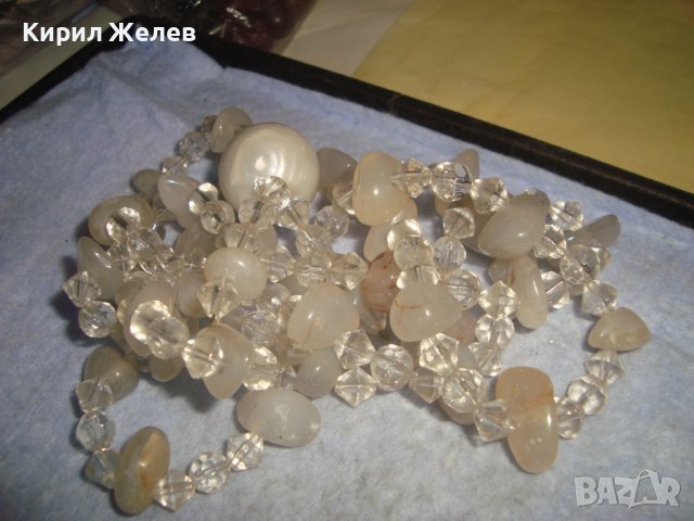 СКЪПОЦЕННА ОГЪРЛИЦА от ФАСЕТИРАН ЧИСТ ПЛАНИНСКИ КРИСТАЛ и МЛЕЧЕН КВАРЦ МАЙСТОРСКА ИЗРАБОТКА 30143, снимка 9 - Колиета, медальони, синджири - 37900867