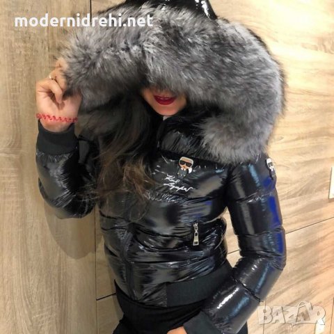 Karl Lagerfeld дамско яке с естествен косъм на качулката , снимка 1 - Якета - 31154617