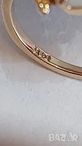 Златен пръстен с естествени опали, снимка 6 - Пръстени - 49404791