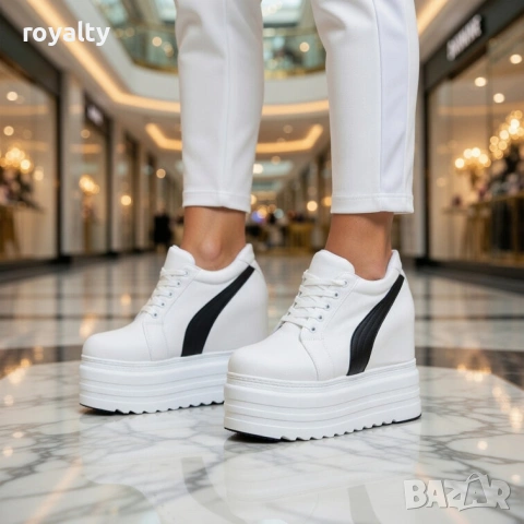 Кецове на платформа - бяло с черно