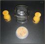 Лот: 2броя дървени яйчарки + стъклен съд за подправки с хирметична коркова тапа, снимка 4