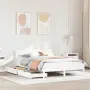 vidaXL Рамка за легло без матрак, бял, 120x190 см, борово дърво масив, снимка 2