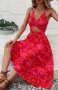 Лятна рокля в червено-цикламен цвят, снимка 1 - Рокли - 44693456