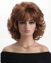 Къса дамска къдрава кафява синтетична перука с бретон, снимка 1