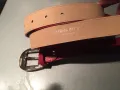 Розов дамски колан от естествена кожа със златиста тока. , снимка 3