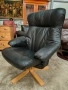 Relax кресло с отоманка от естествена кожа , снимка 3