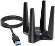 Нов WiFi 6 адаптер за PC – MU-MIMO, Beamforming, Soft AP режим донгъл с 4 антени , снимка 1