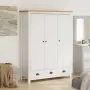 vidaXL Гардероб с 3 врати Hill бял 127x50x170 см борово дърво масив, снимка 2