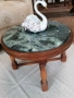 Винтидж масичка за кафе с чудесен зелен мраморен плот и резбовани крака. , снимка 5