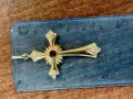 Стар златен Кръст с рубин 14к 5.96гр 5см , снимка 2