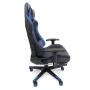Геймърски стол за релакс с масаж и подложка за крака – син, снимка 2