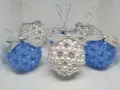 Луксозен ръчно изработен сет Коледни топки за елха от перли и кристали, снимка 3