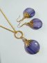 Разкошен комплект бижута с голям кръгъл лилав Ахат и красиви орнаменти в цвят злато , снимка 6