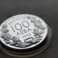 100 лева 1993 - Бобслей  * България - Сребро, снимка 5 - Нумизматика и бонистика - 44296341