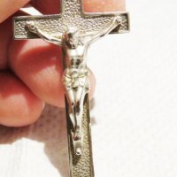 сребърен кръст разпятие православен кръст с Исус - разпятие Христово, снимка 2 - Колиета, медальони, синджири - 31355747