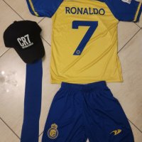 Екип Роналдо + Шапка Роналдо Три цвята АЛ Насър 2023г Ново Детско CR7 RONALDO, снимка 6 - Футбол - 39956335