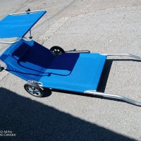 Шезлонг количка, на колела, алуминиев за плаж, къмпинг, сгъваем стол плажен на колела, снимка 5 - Къмпинг мебели - 37133346
