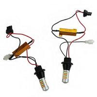 LED Диодни дневни светлини крушки с мигач DRL + Turn Light мигач и габарити в едно 2x20W, снимка 10 - Аксесоари и консумативи - 34076891