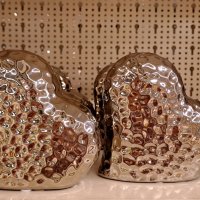 Керамично Сърце със сребърен релефен дизайн, снимка 1 - Статуетки - 39211352