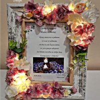 Персонализирана рамка с цветя и осветление - снимка и текст пожелание за Кръщене , снимка 2 - Подаръци за кръщене - 42260188