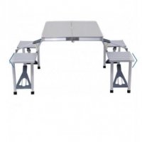 Алуминиева сгъваема маса за пикник с 4 стола,85x67x67 см, снимка 2 - Къмпинг мебели - 32204780