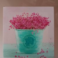 Картина Ретро съд с розови цветя , снимка 1 - Картини - 38827662