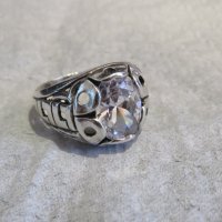Стар красив мъжки сребърен пръстен с голям красив камък и прекрастна изработка, снимка 1 - Пръстени - 29453214