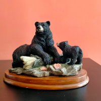 Колекционерска декоративна фигура Черна мечка с малко мече, снимка 11 - Колекции - 40160185