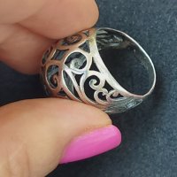 Стар масивен сребърен пръстен, ръчна изработка / проба 925 , снимка 6 - Пръстени - 29849726