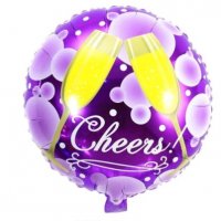 Годишнина Наздраве Тост Юбилей Чаши кръгъл фолио фолиев балон хелий и въздух парти рожден ден, снимка 1 - Други - 31543605