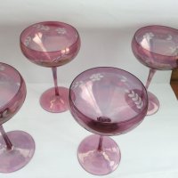 Ретро стъклени чаши цветно стъкло , снимка 4 - Антикварни и старинни предмети - 37552695