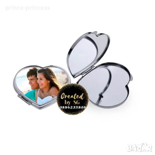 Огледало сърце със снимка, картинка или текст , снимка 1