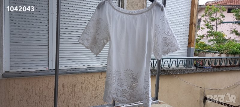 Бяла блуза памук S, снимка 1