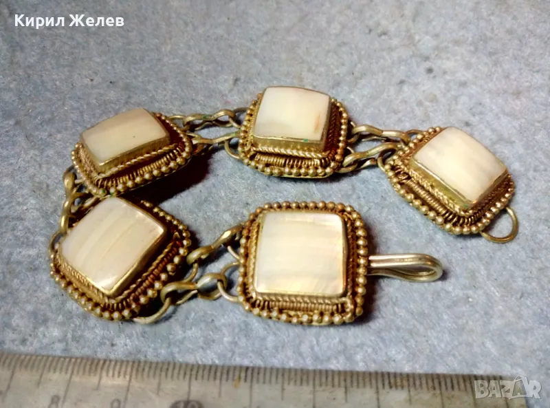 Стара СЕДЕФЕНА ОРИЕНТАЛСКИ ЕТНО СТИЛ ГРИВНА от ТИБЕТСКО СРЕБРО / САЧАН / БРОНЗ Ръчна РАБОТА 48779, снимка 1