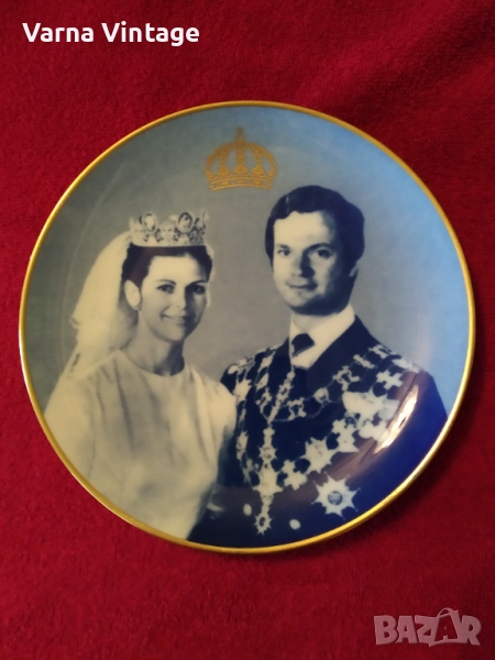 Колекционерска порцеланова чиния Сватбата на Карл XVI Густав и Силвия през 1976 г. Швеция., снимка 1