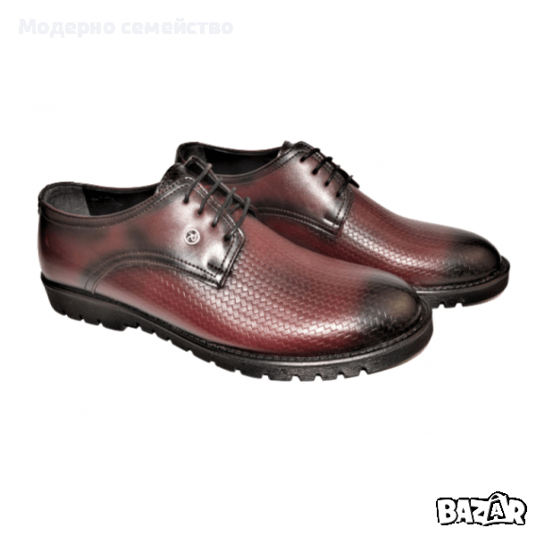 Мъжки обувки в бордо с връзки, снимка 1