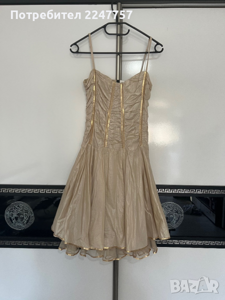 Официална къса златиста рокля размер S, снимка 1